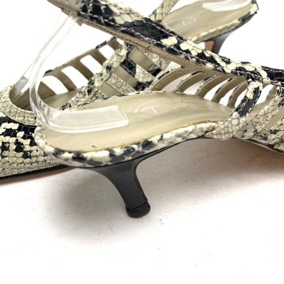 TALBOTS Genuine Leather Slingback kitten High Heels Snakeskin Reptile Print sz 7 - Picture 15 of 16